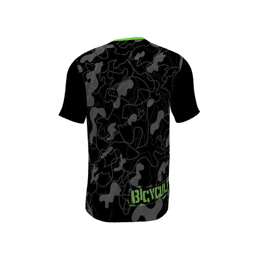 Lined Camo - Black and Green Short Sleeve