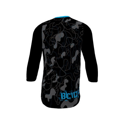 Lined Camo - Black and Blue 3/4 Sleeve