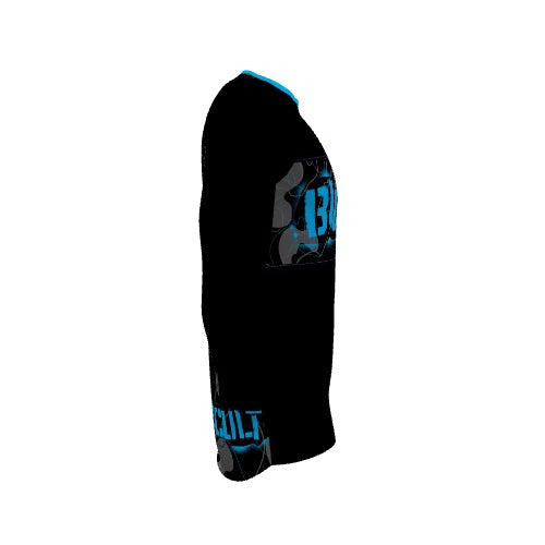 Lined Camo - Black and Blue 3/4 Sleeve
