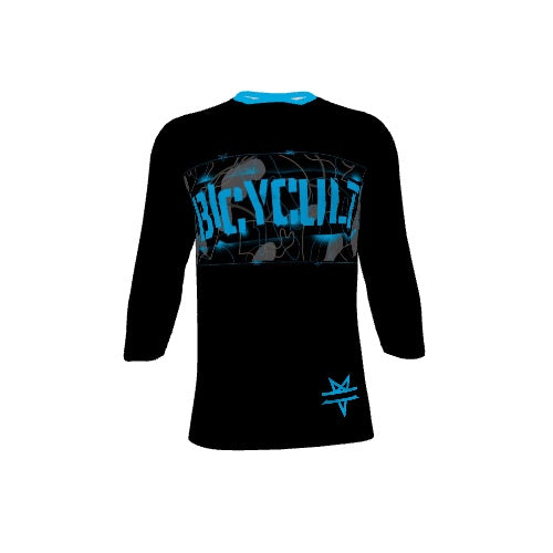 Lined Camo - Black and Blue 3/4 Sleeve