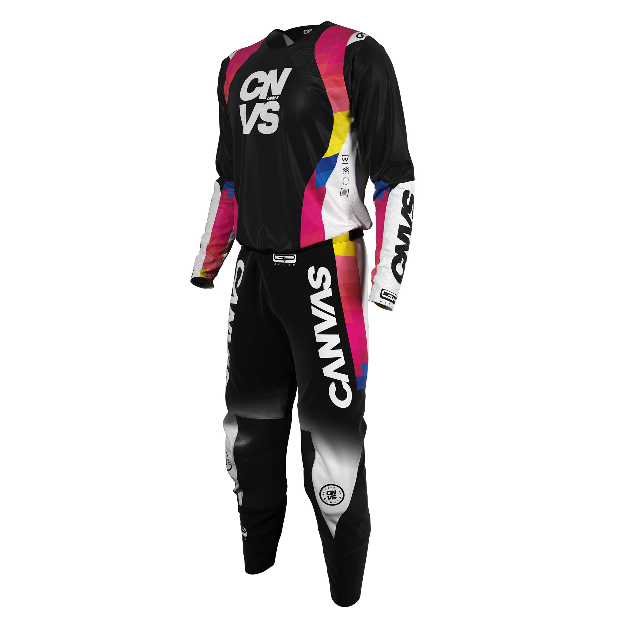 Canvas MX motocross GP Series outfit with a colorful design called Bubble Gum.