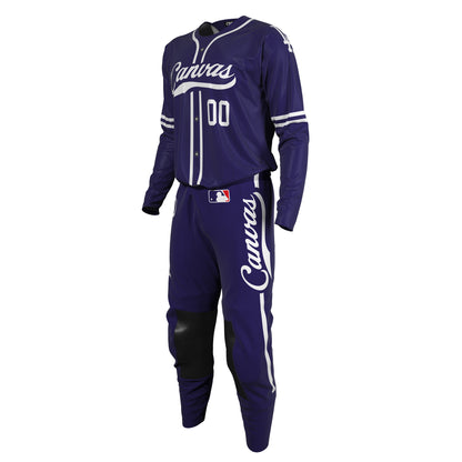 Baseball uniform with Navy Blue jersey and pants that is a tribute to the LA Dodgers away uniform.