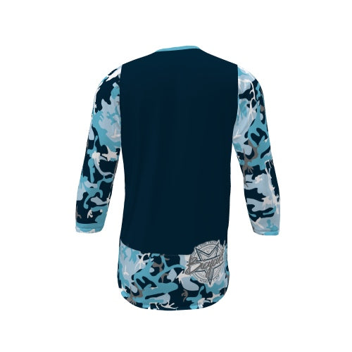 BICYCULT 3/4 Sleeve Crew Camo Blue Gray