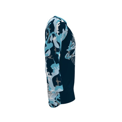 BICYCULT 3/4 Sleeve Crew Camo Blue Gray